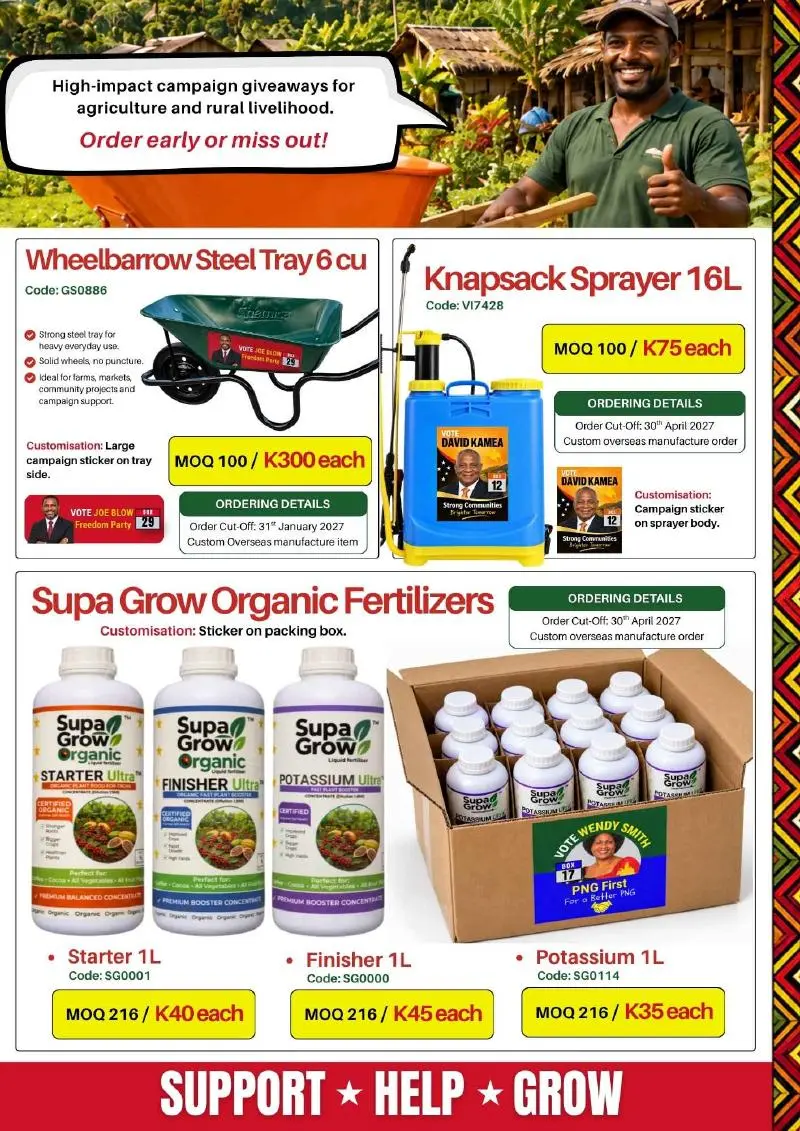 Page 9: Wheelbarrows, sprayers and Supa Grow organic fertilisers
