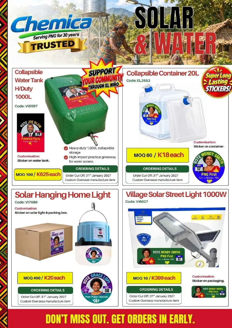 Page 10: Solar lighting and water products for PNG communities