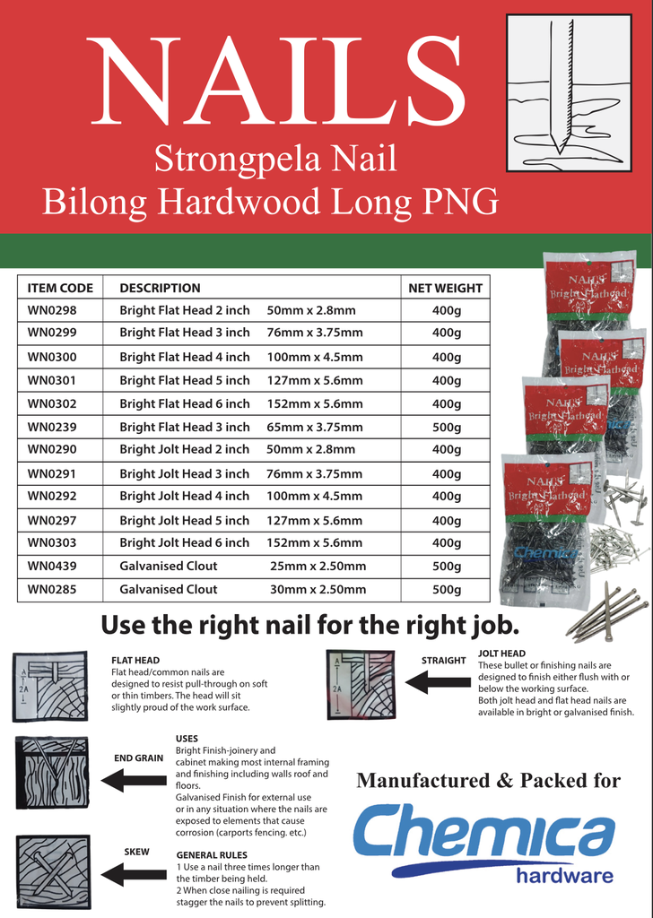 Nail F/Head Bright 3" 400g
