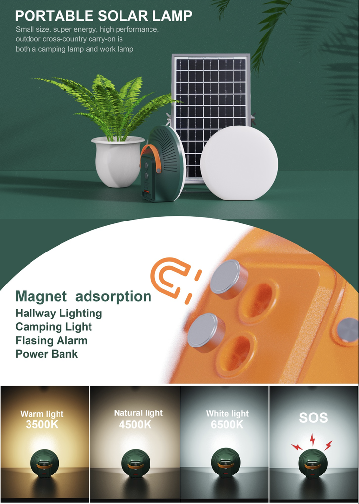 Solar Moon Light Lamp W/Panel 3x600LM SEM-SX3