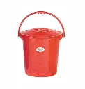 Bucket Plastic Handle + Lid Single Color 25L