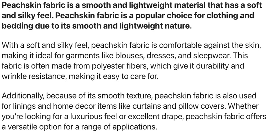 Fabric Peach Skin Luxury: Solid Colours