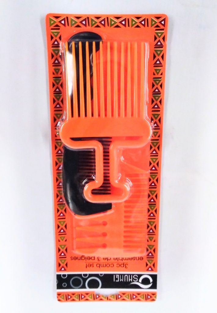Comb Set Org&Blk 3pc181