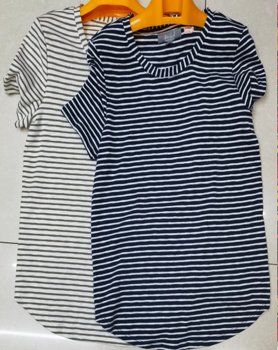 [VI7879] Dress Tunic Stripe Rnd Bottom"Marled essential"Y2-0540A-2