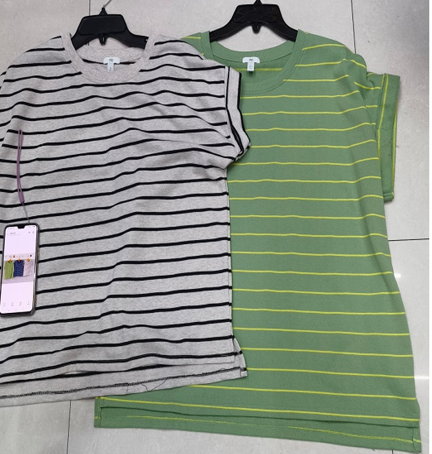 [VI7883] Dress Tunic Stripe Straight Bottm Y2-0540B-4