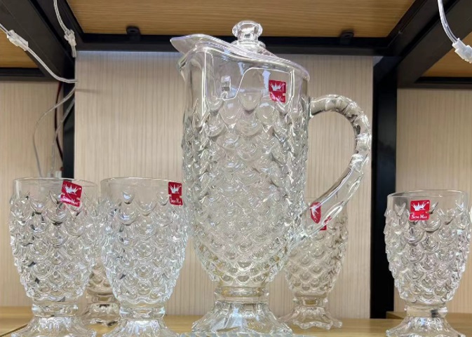 Water Jug Glass W/Cup Premium 5pc/set OY-06