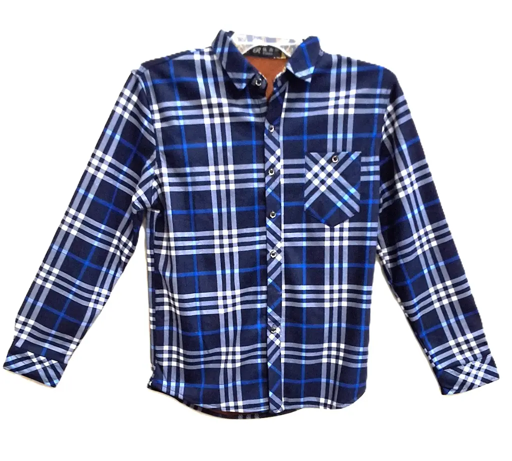 [FC6026] Shirt Longsleeve Polo Checkered Inner Fleece Y2-0591-5