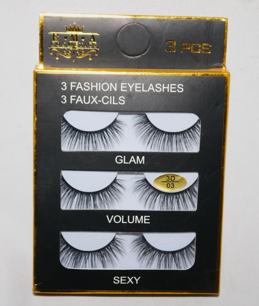 Eyelashes W/Glue 3pr/box 26702-1