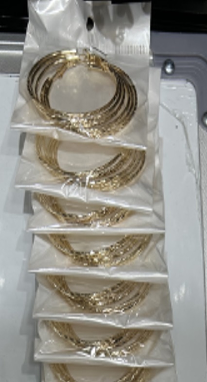 Jewelry Earrings Oval Hoop Gold Plated Big 2pcs/card 4241-4