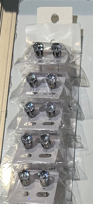 Jewellery Earrings Stud Diamond S/S 2pcs/card 4429-01