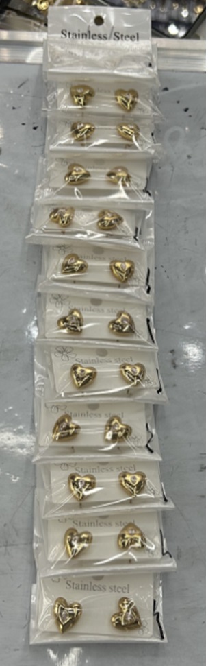 Jewellery Earrings Stud Heart S/S Gold Plated 2pcs/card 5197-07