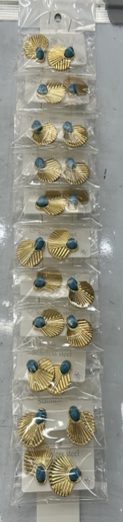 Jewellery Earrings Stud Shell S/S Gold Plated 2pcs/card 5197-13