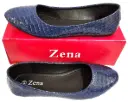Shoe Flat Ladies Crocodile Skin Dk Blue Sz40 PUPL1
