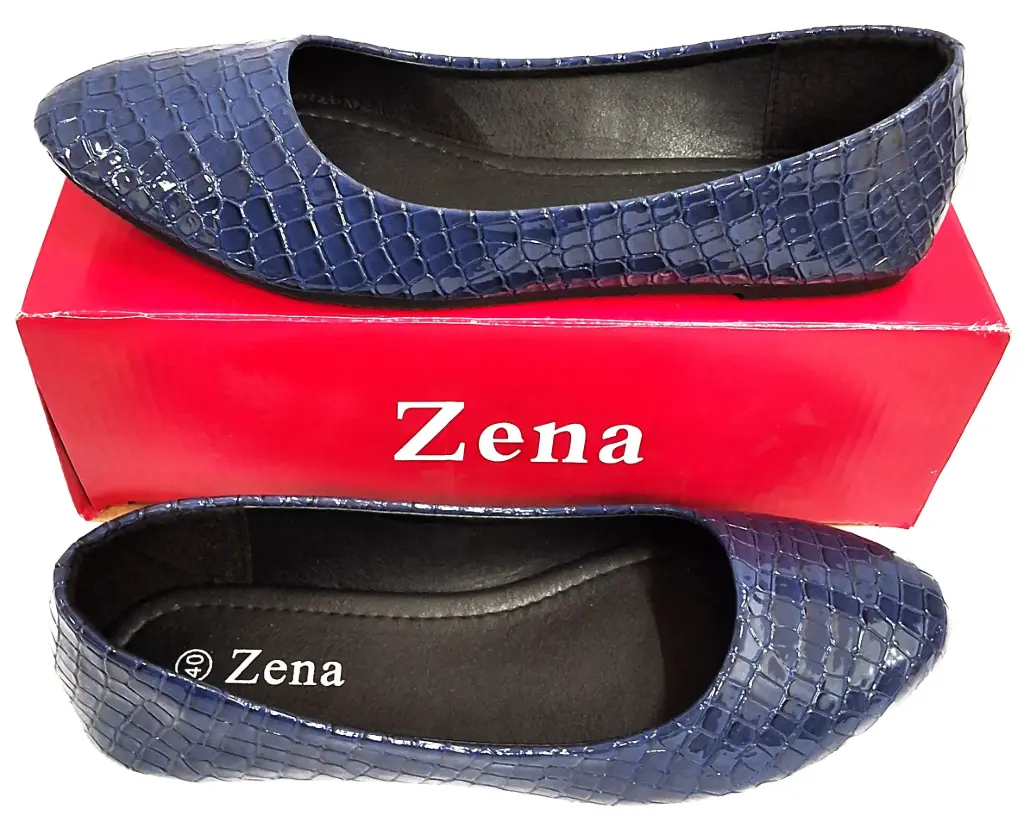 [FC6070] Shoe Flat Ladies Crocodile Skin Dk Blue Sz41 PUPL1