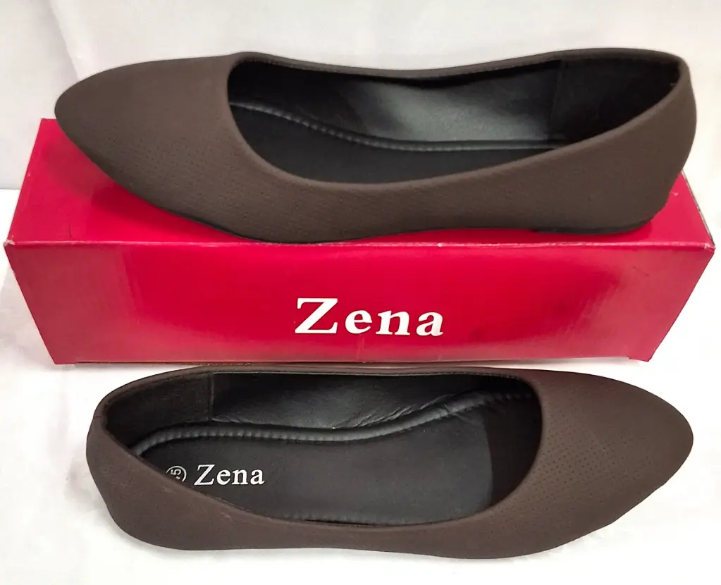[FC6078] Shoe Flat Ladies Micro Dot DBrown Sz44 PUPL2
