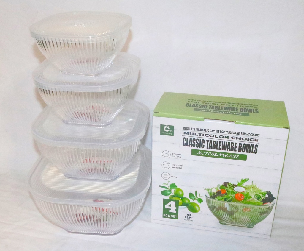 Bowl W/Cover PP 4Pcs/Set 'Shunchang'