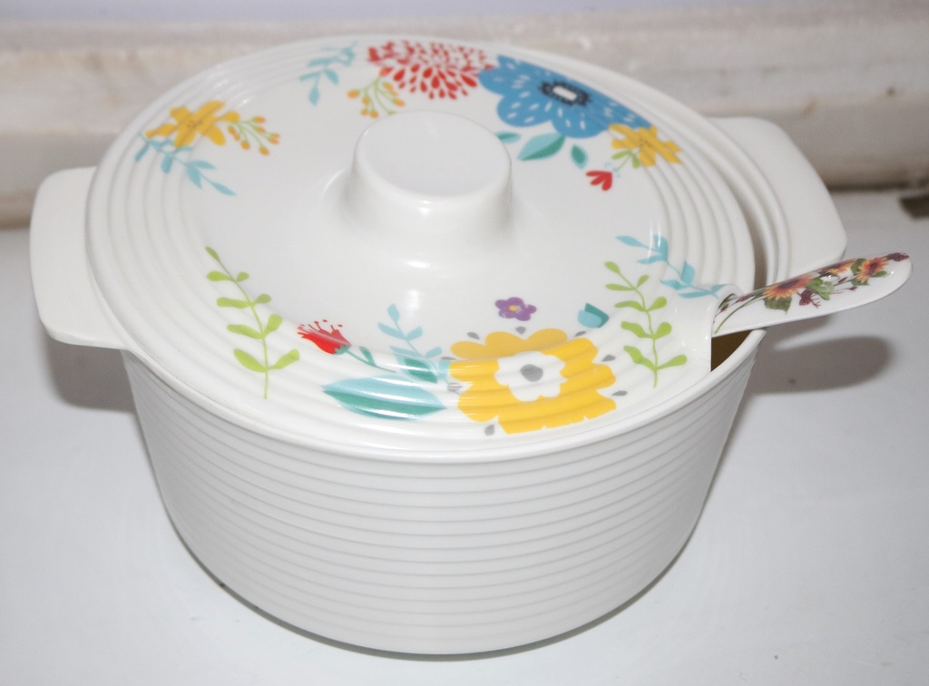 Bowl Melamine W/Cover&Spoon 21Cm QY75-1