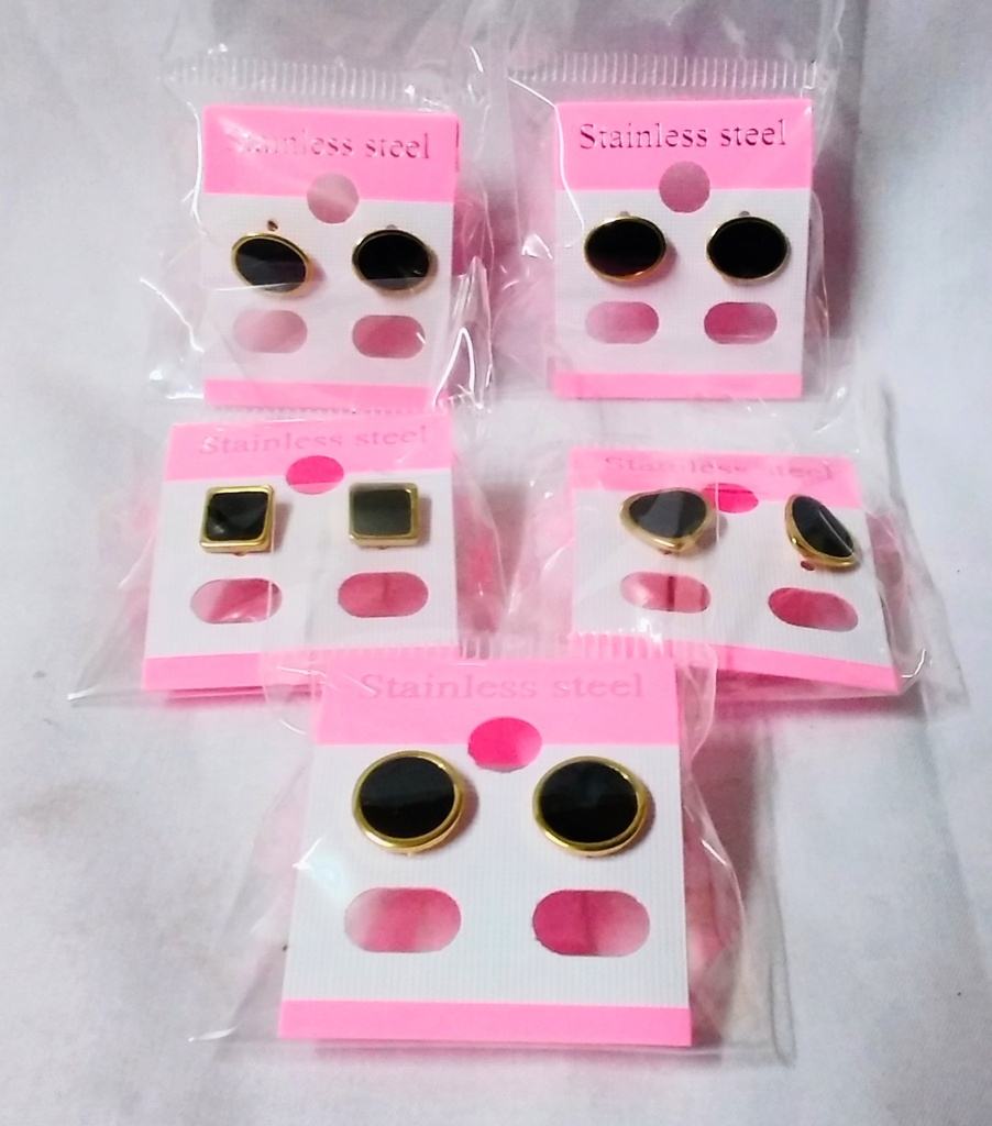 Jewellery Earring Stud Blk & Gold Mix Shapes  4436-11