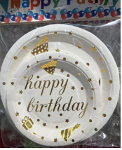 Plate Wht Gold Print-Happy PNG Independence 20pc/pk