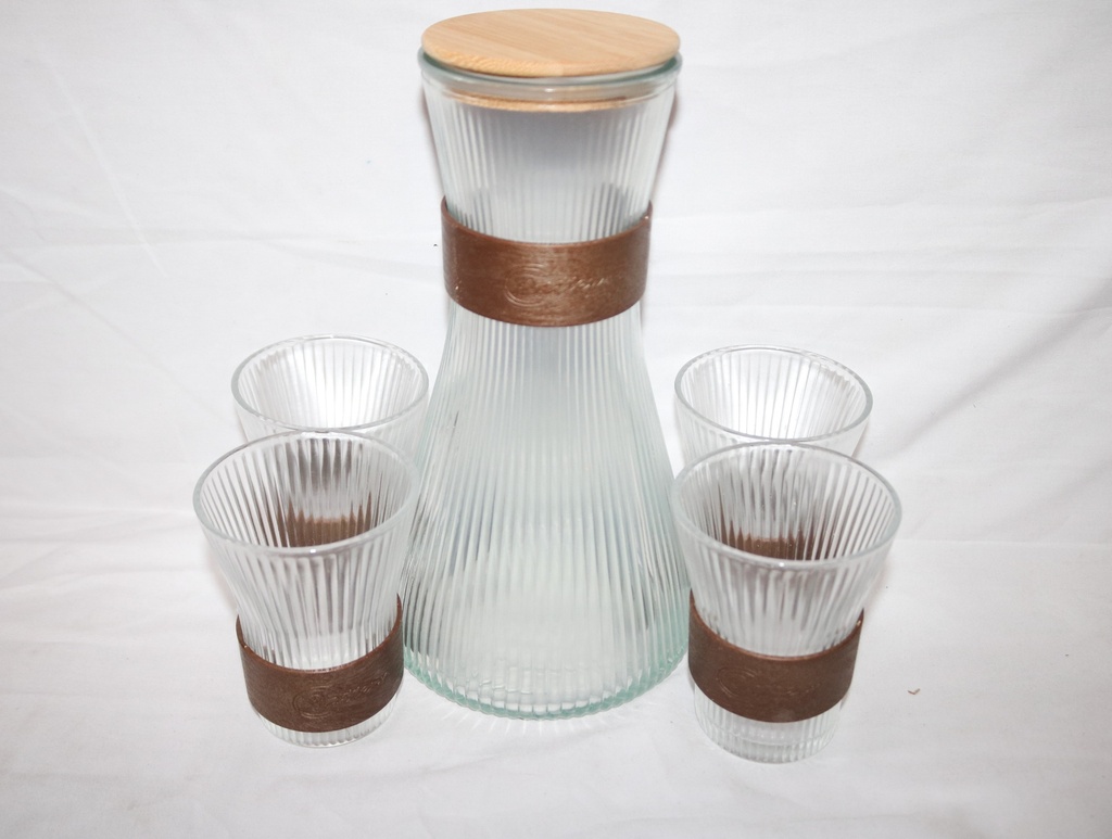 Water Jug Glass W/Cup 5Pc/Set WY81-9