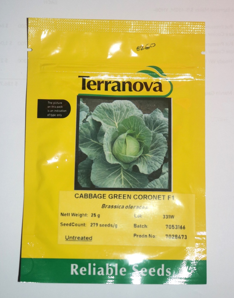 Seed Terranova Cabbage Green Coronet F1 25g  