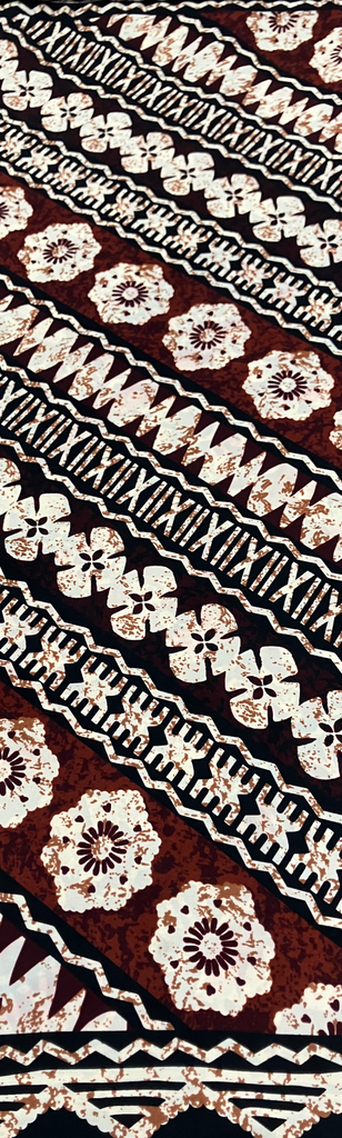[FC1124-01657/A-BRN] Fabric Peach Skin 100% Luxury: Design 01657 (01657/A: Brown with Cream & Black accents)
