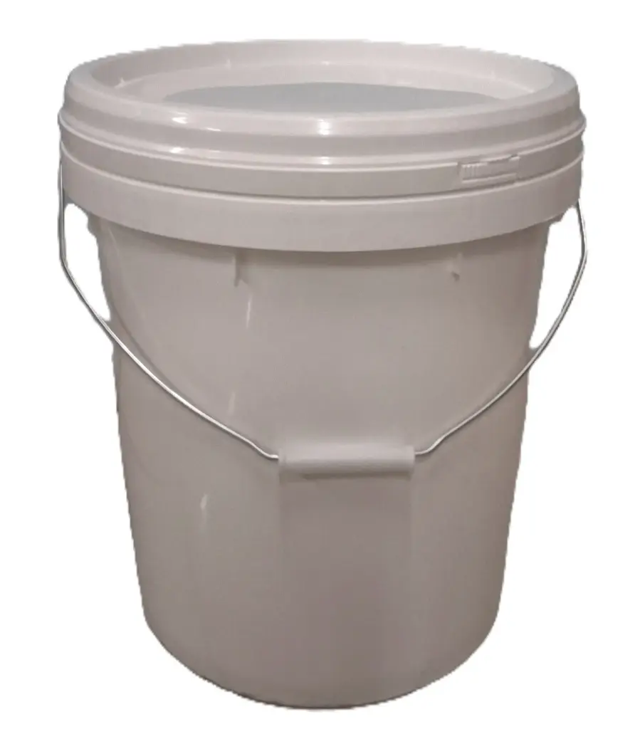 Bucket Plain Plastic White W/Lid 20L