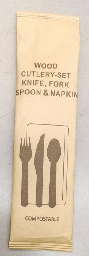 Disposable Cutlery Set(Spoon+Fork+Knife+Napkin) Wooden SunnyBamboo NEW