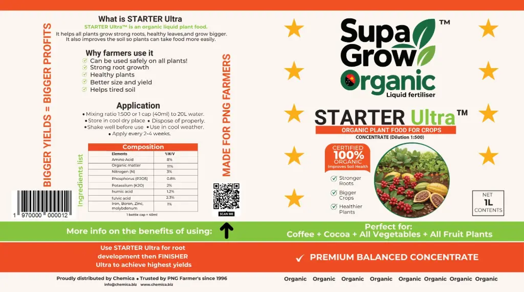 [SG0001] Supa Grow Organic STARTER Ultra Liquid Fertilizer 1lt