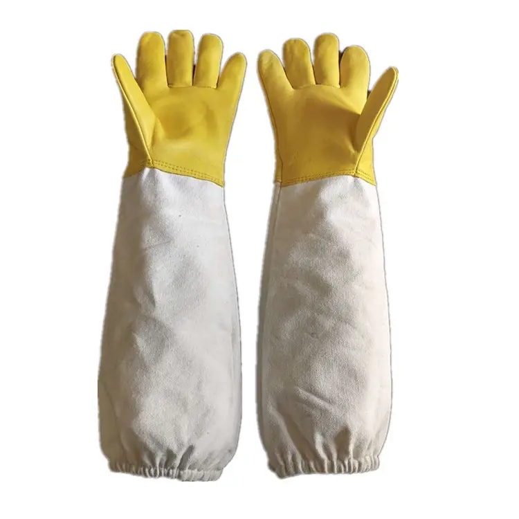 [BG-202] Bee Protection Gloves Yellow Sheepskin and Cotton 