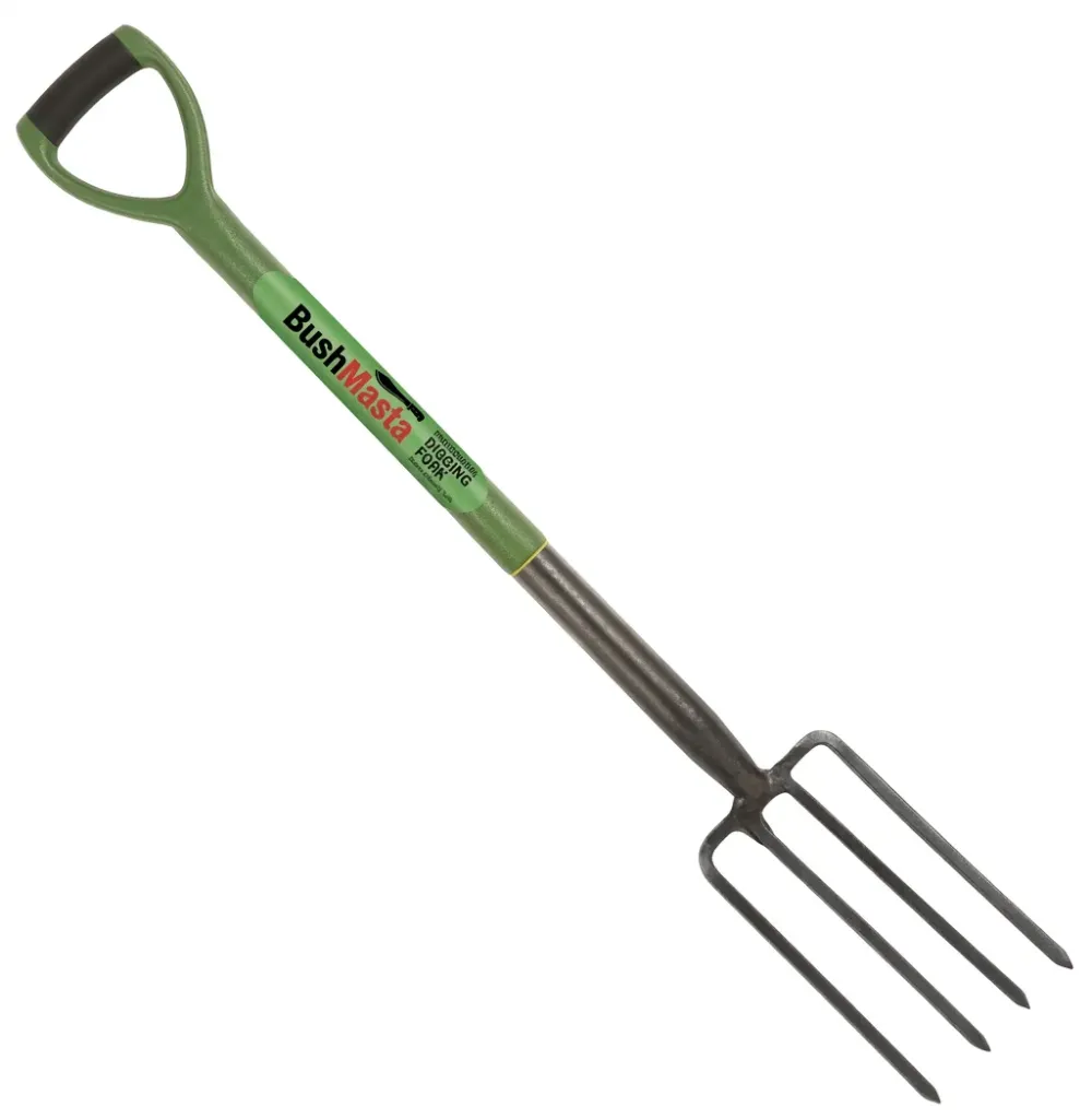 Bushmasta Garden Fork Square Teeth 4T Fibreglass Handle, U Grip Green 106cm - JN6693