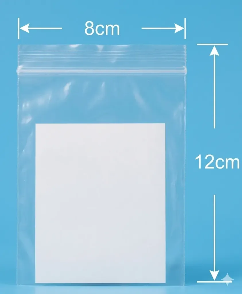Transparent Zip-Lock Storage Bag 8x12cm, 0.12mm Double Sided - #4-12