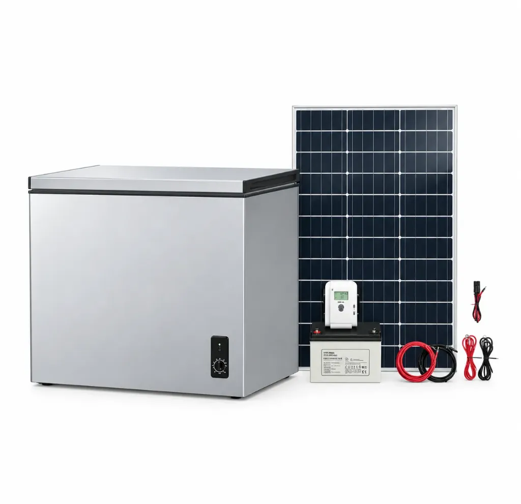 Solar Freezer Chest 159L With 2Pcs 200W Solar Panel + Gel Battery 12V + Solar Charger Controller 50A PWM BD/BC-159Q
