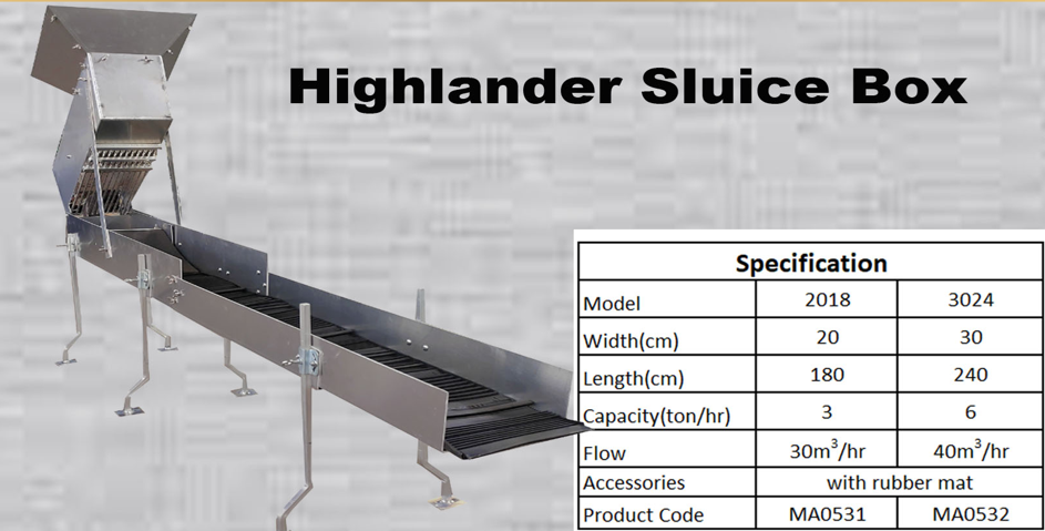 Gold Sluice Box W/Rubber Mat 3024 3'