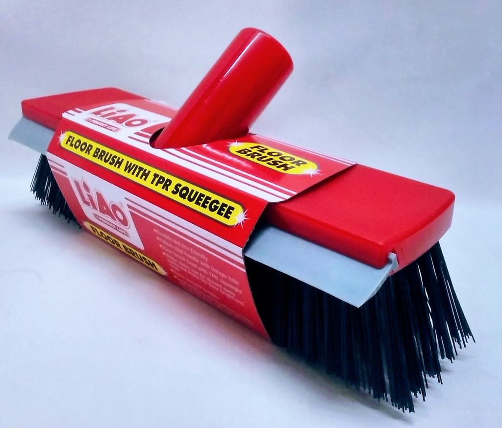 Liao Floor Brush 130cm Steel handle W/TPR Squeegee 25cm brush head  K130034