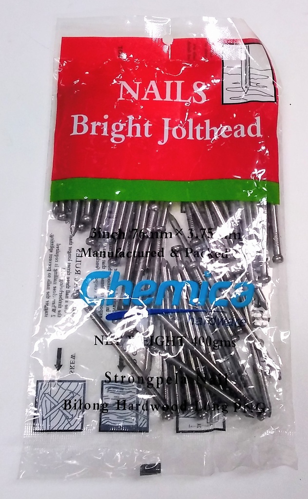Nail Jolt Head Bright 3" 400g