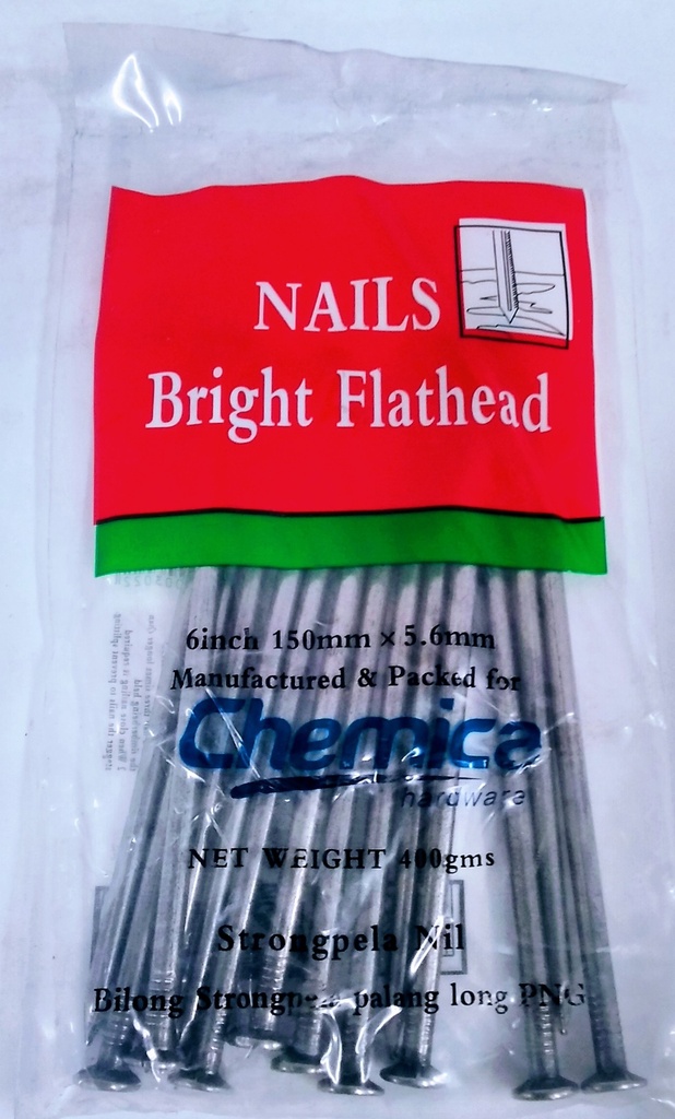 Nail F/Head Bright 6" 400g